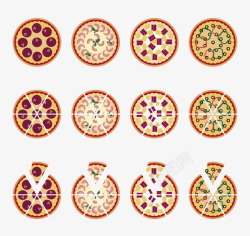 彩色12款12款彩色披萨矢量图高清图片