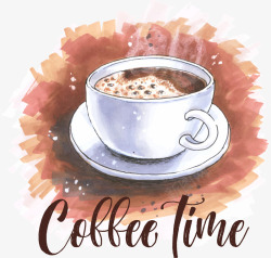 飘香咖啡手绘咖啡时间高清图片