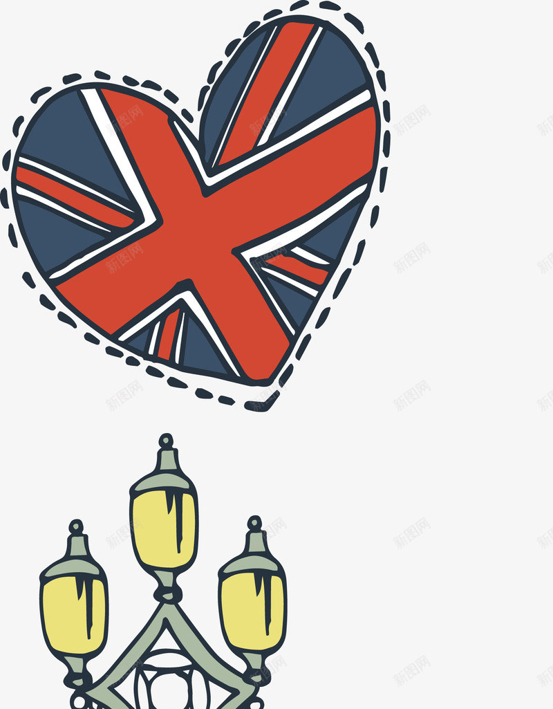 装饰英国标志和路灯矢量图ai免抠素材_新图网 https://ixintu.com 旅游 英国 装饰 矢量图