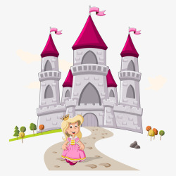 窗锁城堡前的小公主矢量图高清图片