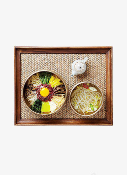 豆芽汤韩式餐盘上的拌饭高清图片