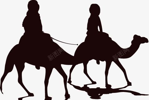 骑着骆驼剪影矢量图ai免抠素材_新图网 https://ixintu.com 剪影 沙漠 骆驼 骑着 矢量图