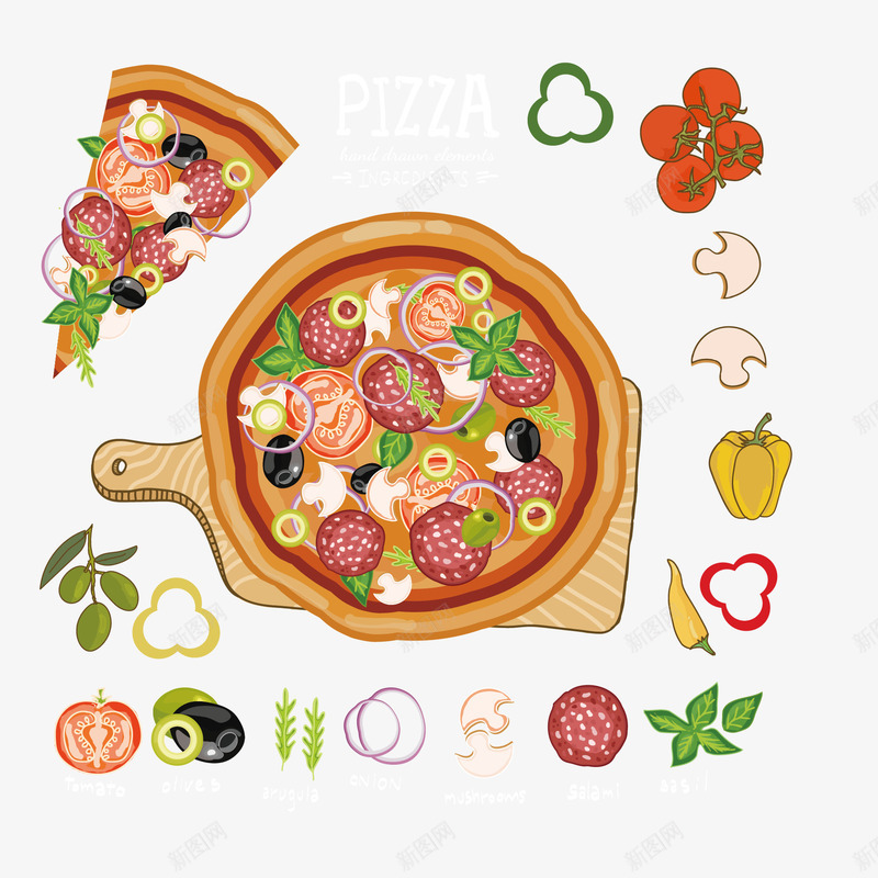 食物披萨矢量图eps免抠素材_新图网 https://ixintu.com 卡通 图案 小清新 彩色 披萨 简约 装饰 食物 矢量图