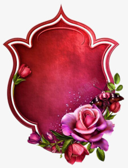红色玫瑰花文本框素材