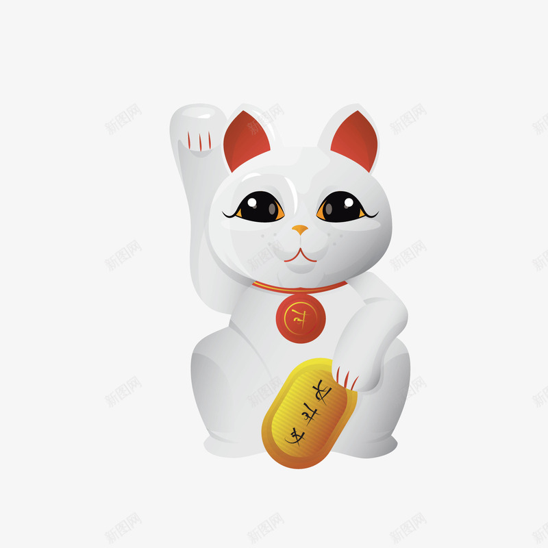 白色招财猫png免抠素材_新图网 https://ixintu.com 传统 光泽 商务 彩色 扁平化 招财猫 渐变 质感