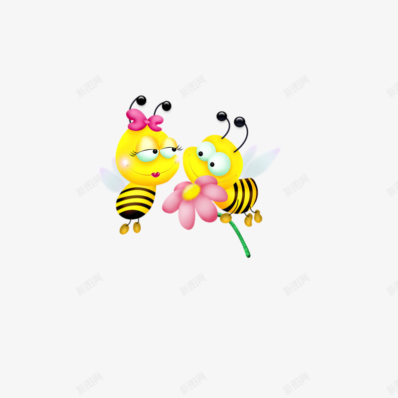 两只小蜜蜂png免抠素材_新图网 https://ixintu.com 头花 小花朵 小蜜蜂 黄色 黑色