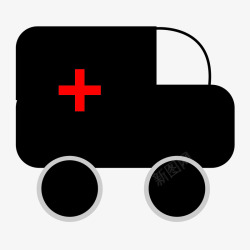 黑色手绘圆角救护车元素矢量图素材