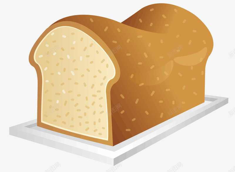一块吐司面包png免抠素材_新图网 https://ixintu.com 吐司片 吐司面包 斑点 白吐司 白色盘子 芝麻 金黄色 食品 食物