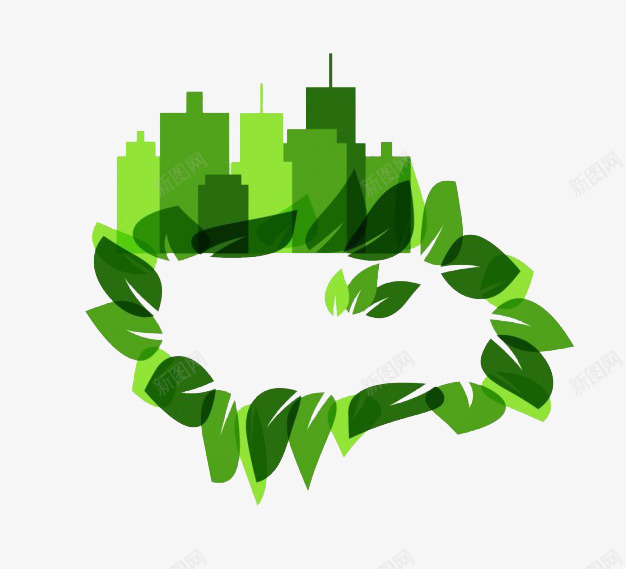 生态建筑环保系列png免抠素材_新图网 https://ixintu.com 建筑 环保 生态 绿色