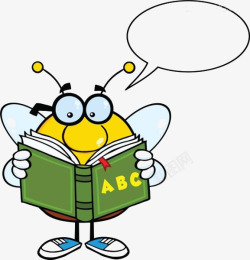 卡通蜜蜂看书素材