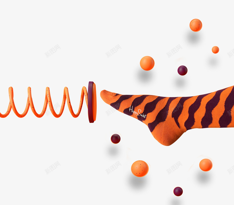 橙色袜子球png免抠素材_新图网 https://ixintu.com 创意 弹簧 橙色 淘宝设计 球 电商设计 袜子 视觉 设计