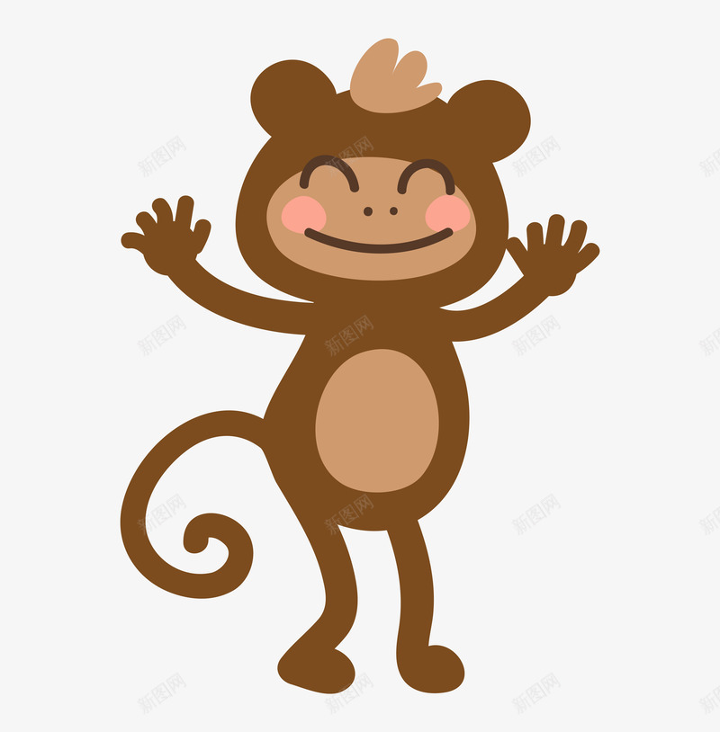微笑的小猴子卡通图png免抠素材_新图网 https://ixintu.com 动物 卡通 可爱的 小猴子 微笑的 水彩 简图 表情