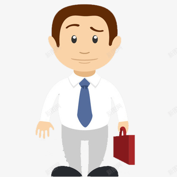 手拎皮包的人png免抠素材_新图网 https://ixintu.com 卡通 商务成功人 白色 皮包 领带