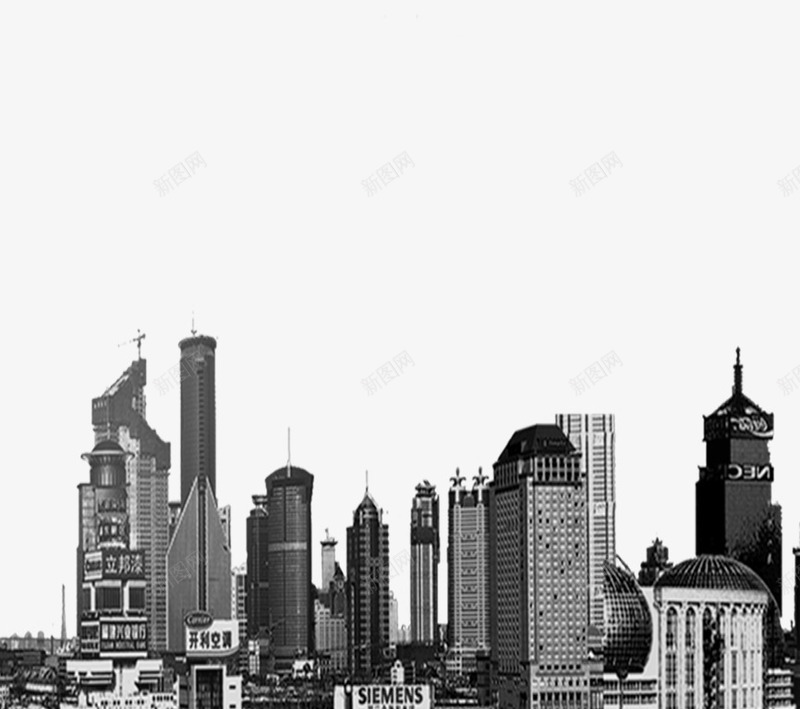 黑白建筑png免抠素材_新图网 https://ixintu.com 建筑 高楼大厦 黑白 黑白建筑