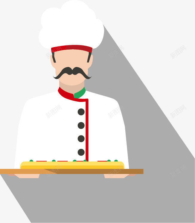 端着披萨的意大利厨师下png免抠素材_新图网 https://ixintu.com 快餐食品意大利披萨厨师扁平化国旗矢量图
