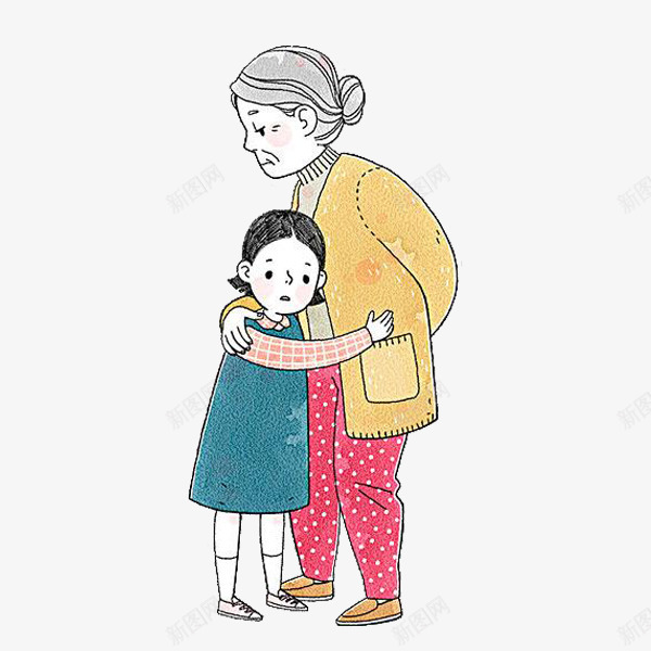 年迈的母亲png免抠素材_新图网 https://ixintu.com 卡通 和蔼的 小女孩 手绘 母亲老了 简笔 红色 老妈妈 老母亲
