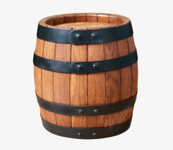 桶状容器深棕色容器铆钉固定的酒桶空木桶高清图片