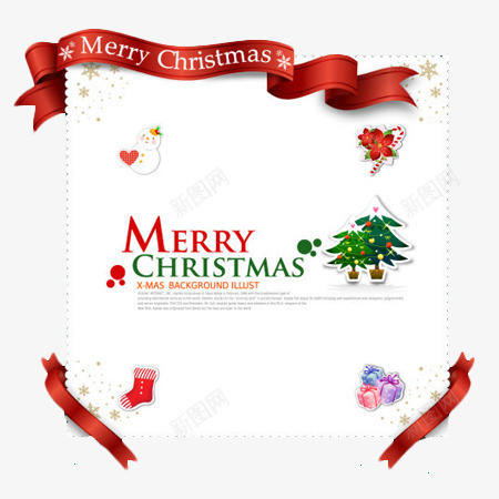 圣诞节信纸标签png免抠素材_新图网 https://ixintu.com 丝带 信纸 圣诞节 标签