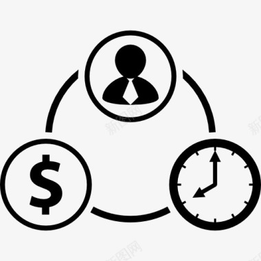 商人与金钱和时间图标图标