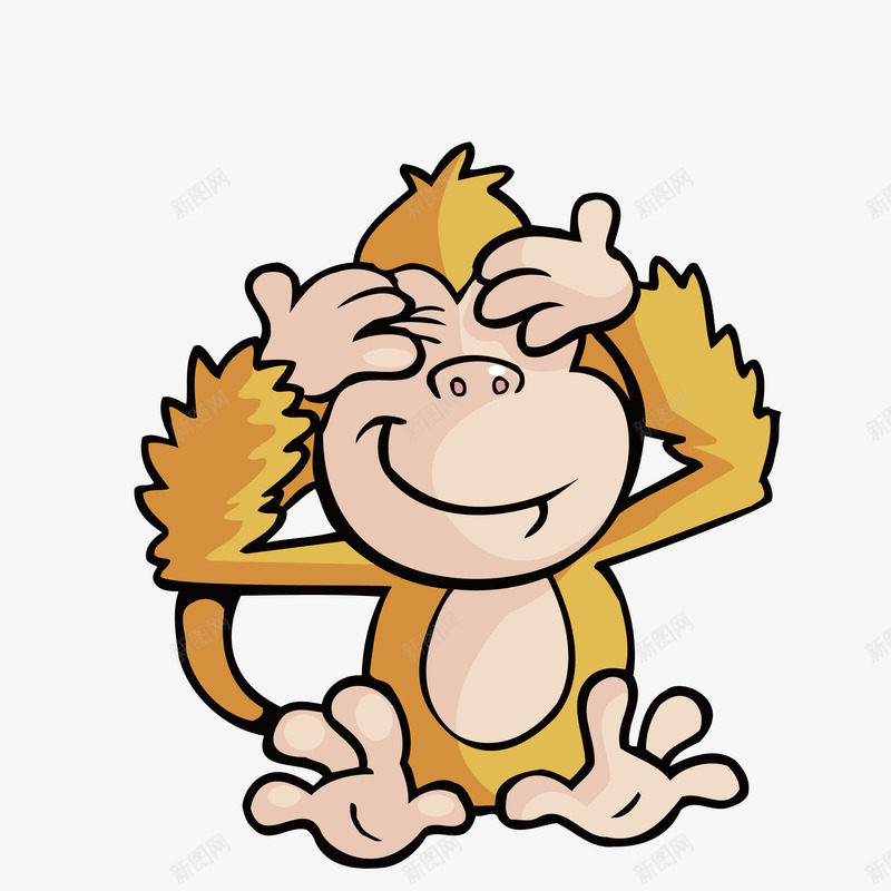 手绘卡通猴子遮眼睛png免抠素材_新图网 https://ixintu.com 卡通 手绘 手绘卡通猴子遮眼睛 猴子 玩 遮眼睛
