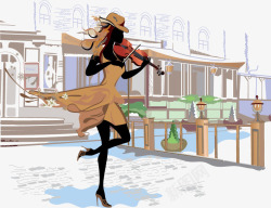 优雅的小提琴拉小提琴的外国美女高清图片