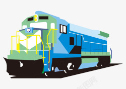 卡通手绘蓝色漂亮火车素材