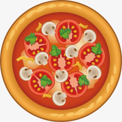 香菇美食披萨矢量图素材