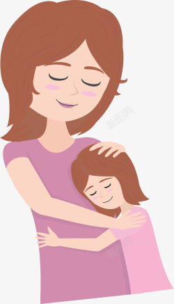 母亲与孩子拥抱插画素材