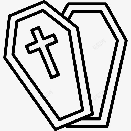 棺材图标png_新图网 https://ixintu.com 十字棺 可怕的 恐怖墓地 死的 西方棺材