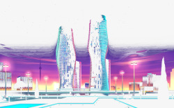 城市高楼夜景背景图素材