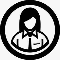 用户的商业女性女性用户的衬衫和领带上的圆形按钮图标高清图片