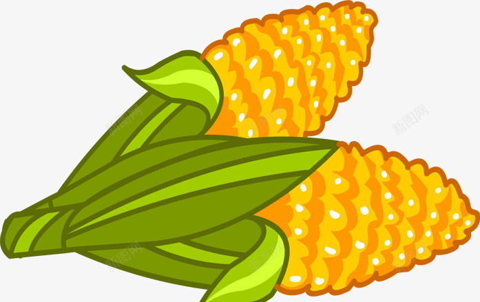 两个金黄的玉米动漫版png免抠素材_新图网 https://ixintu.com 玉米 金黄