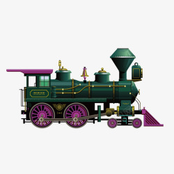 老式紫色火车头素材