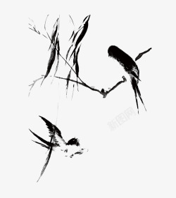 柳树素描柳树和燕子高清图片