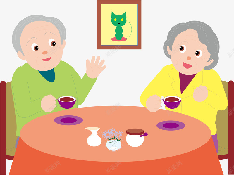 吃饭元素png免抠素材_新图网 https://ixintu.com png 两人对话 元素 卡通 喝茶 聊天