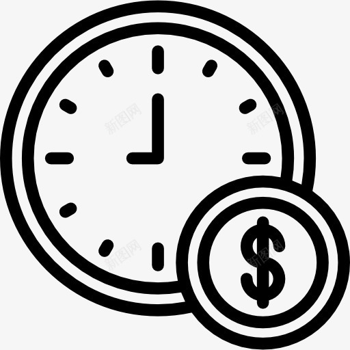 时间图标png_新图网 https://ixintu.com 事业 工具和器具 挂钟 时钟 时间 硬币 美元符号 金钱