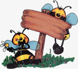 卡通人物2只蜜蜂文案背景素材