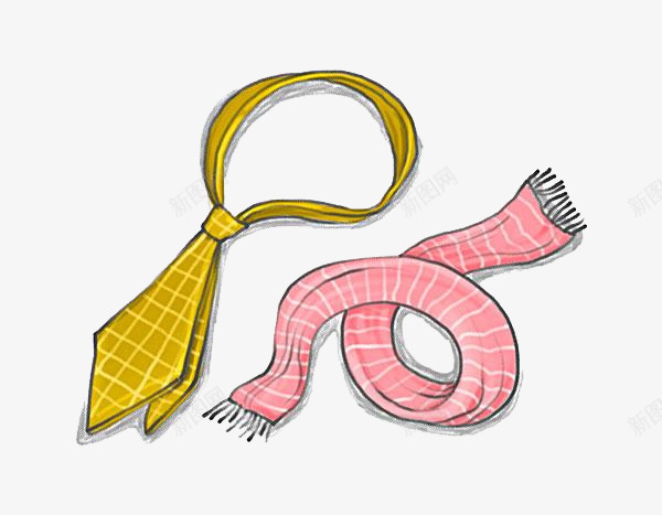 围巾领带png免抠素材_新图网 https://ixintu.com 一条 一根 卡通 围巾 手绘 简图 粉色 绿色 领带