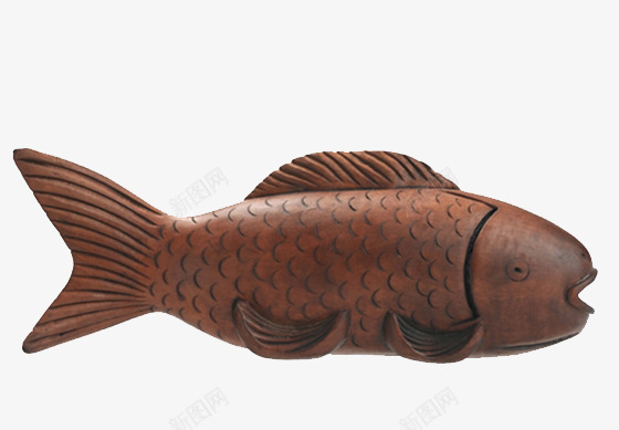 一个木雕鱼摆件png免抠素材_新图网 https://ixintu.com 动物木雕 手工 摆件 木雕 鱼