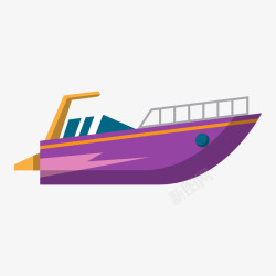 航行的快艇紫色圆弧快艇元素矢量图高清图片