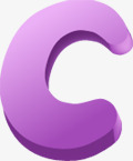 紫色唯美韩式字母C素材