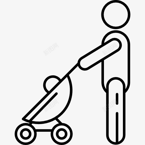 人与BabyStroller图标png_新图网 https://ixintu.com 人 孩子 父亲 爷爷 男人 粘人