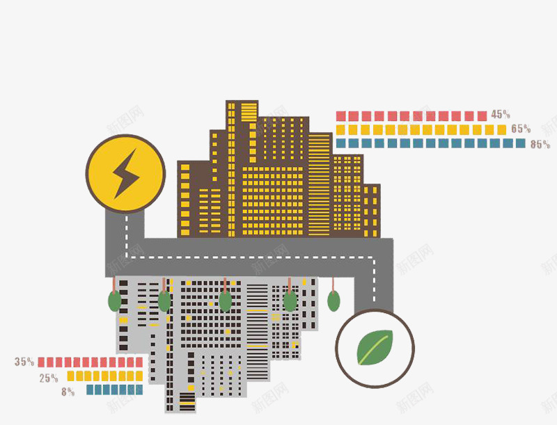 节约用电png免抠素材_新图网 https://ixintu.com 卡通城市 环保主题 高楼大厦