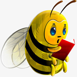 手绘黄色蜜蜂读书素材