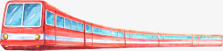 红色小火车手绘红色开动火车高清图片