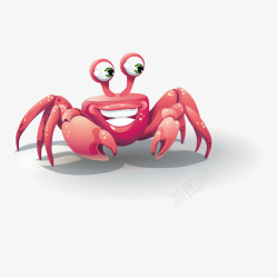 红色卡通可爱螃蟹素材