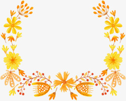 半圆黄色花卉边框素材