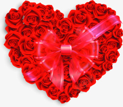 红色鲜花玫瑰爱心蝴蝶结素材