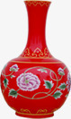 红色中国风花朵摆件素材