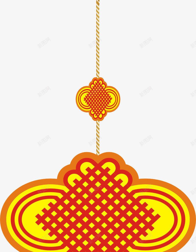 中国风元素png免抠素材_新图网 https://ixintu.com 中国结 新年元素 红色 铜钱吊坠 黄色